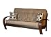 Solid Futon Bed Frame Curved Arm Design with Mattress in Espresso