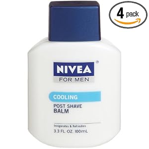 Nivea for Men Post Shave Balm, Cooling, 3.3-Ounce Container (Pack of 4) by 