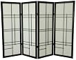 Contemporary Modern Interesting Shorter Room Divider- 4ft. Eudes Japanese Shoji Screen Partition- 3 Sizes - 4 Colors
