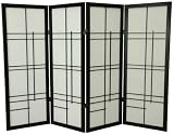 Contemporary Modern Décor - 48 Low Eudes Japanese Shoji Screen Room Divider - Black 4 Panel