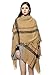 HITOP Women's Knitted Cardigan Irregular Plaid Sweater Shawl Poncho Capes Coat (Khaki)