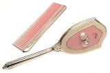 Silver plated brush and comb set in pink - ideal Christening gift