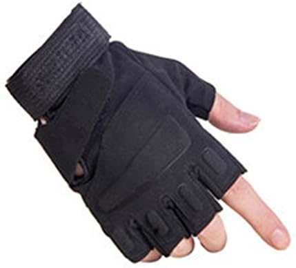 TFDSY Men's Half Finger Fingerless PU Leather + Nylon Adjustable Tactical Military Combat Army Shooting Sport Outdoor Gloves