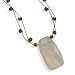 16 + 2 Double Strand Brown Thread Brown Glass Bead Necklace W Rutilated Quartz Pendant