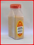 ONION GRANULATE FRESHLY PACKED IN LARGE JARS, spices, herbs, seasonings, powder