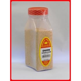 ONION GRANULATE FRESHLY PACKED IN LARGE JARS, spices, herbs, seasonings, powder