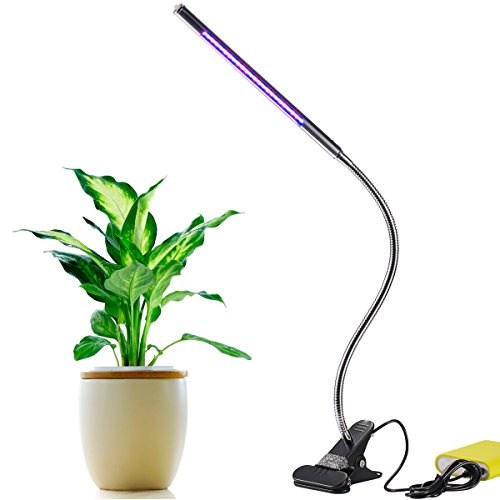 Topbest LED Grow Light 5W Adjustable 3 Level Red & Blue Light Dimmable Clip Desk Grow Lights Lamp Bulb Clamp Flexible Gooseneck 360 Degree for Indoor Plants Hydroponic Garden Greenhouse (Red & Blue)