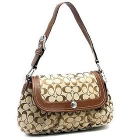 Coach Soho Pleated Signature Large Flap Hobo Handbag