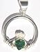 Claddagh Pendant - Sterling Silver Irish Celtic Claddagh Emerald green cz Heart Knot Pendant