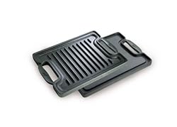 Emeril by All-Clad E9649664 Cast-Iron Matte Enamel Single Burner Reversible Grill / Griddle Cookware, Black
