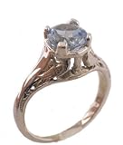 14k White Gold Vintage Style Filigree 1.65ct Sky Blue Topaz Ring, Sz 7