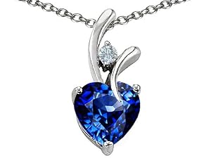 Original Star K(tm) Heart Shaped 8mm Created Sapphire Pendant in .925 Sterling Silver