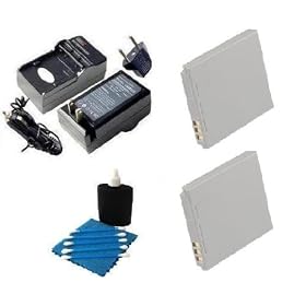 SaveOn 2 Pack Battery and Charger Kit includes Two High Capacity Replacement Canon NB-4L Batteries + Rapid Power Battery Charger + 3 Piece Cleaning Kit for PowerShot SD40, SD30, SD200, SD300, SD400, SD430