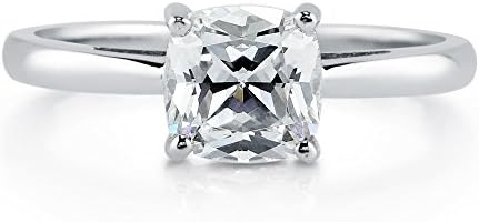 BERRICLE Cushion Cut Cubic Zirconia 925 Sterling Silver Solitaire Ring 1 ct.tw Size 6