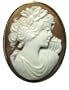 Goddess of Music Calliope, Master Carved, Conch Shell Cameo Pin Pendant Italian