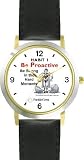 Habit 1 - Be Strong (English Text) - DELUXE TWO-TONE WATCH from THE 7 HABITS - WATCH COLLECTION BY WATCHBUDDY&reg; - Arabic Numbers - Black Leather Strap-Size-Children's Size-Small ( Boy's Size & Girl's Size )