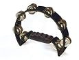 Pro Half Moon Tambourine - Double Row Cutaway 16 Sets of Jingles - Black