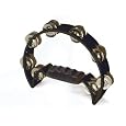 Pro Half Moon Tambourine - Double Row Cutaway 16 Sets of Jingles - Black