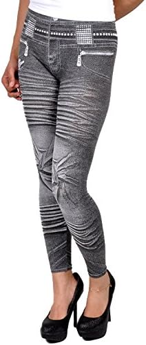 Denim Fake Jeans Ankle Length Footless Pantyhose Legging Tregging Tight