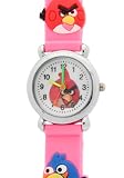TimerMall OEM - Montre Enfants - Quartz - Caoutchouc - Cartoon oiseaux en col??re cadran blanc Pink Rubber Kid BraceletSport Watches