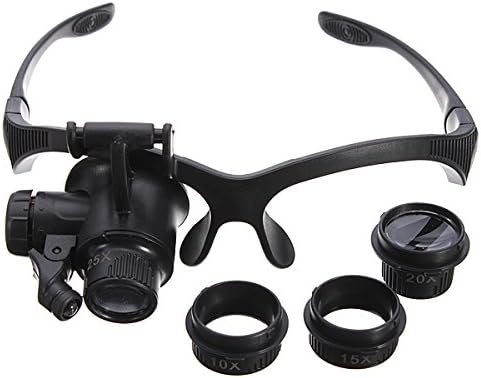 4 Lens Headband LED Magnifier Magnifying Loupe Glass