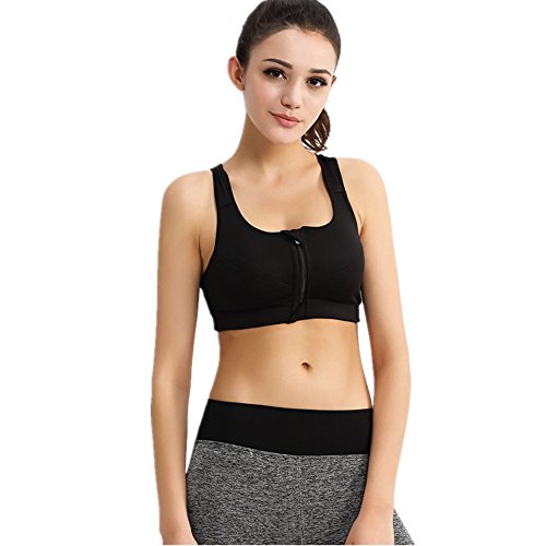 Sunvp Women's High Impact Sports Bra Front Zipper Closure