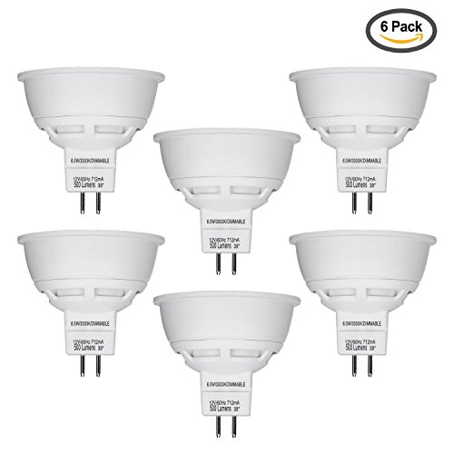 LytheLEDâ„¢ (Pack of 6) 6.5W MR16 LED Bulbs, 50W Equivalent, Perfect Standard Size, 5000K Daylight, Recessed Lighting, MR16 LED, LED spotlight, 500 Lumens, 38Â°, Dimmable, GU5.3 Base