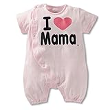 （ワボーズ） Waboatsベビー夏のシンプルスタイルパパとママ愛してるプリント6-12月半袖ロンパース カバーオール ベビーロンパース カバーオール ピンクママ 80