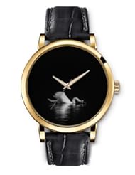 SPRAWL Aanalog Fashion Series Gold Ladies Watches of Genuine Black Leather Strap,Unique Wrist Watch for Women Girls Designed with Swan in the dark