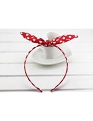 Health and Beauty: Womdee(TM) Lovely Rabbit Ear White Polka Dot Bowknot Bow Design Alice Headband Head Wrap-Red With Womdee Accessory Necklace - Womdee
