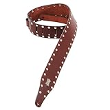 Levy's Leathers M17RV-BRG 2.5-inch Leather Guitar Strap with Metal Rivet Border,Burgundy