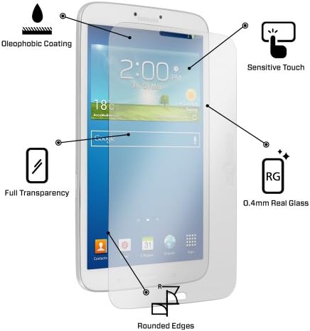 TechPro Samsung Galaxy Tab 3 (8-Inch, 2013 Model) ShatterProof Premium Tempered Glass Screen Protector - HD Clarity. Easy Install. 0.4mm Thin. Rounded Edges. [1 Pack. Retail Packaging]
