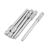 uxcell 六角ドライバービット 金属 シルバートーングレー 75mm長 4mm チップ径