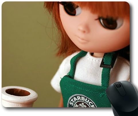 New Design Mousepad Starbucks Doll Mouse Pad Non-Slip Neoprene Standard Size 9 Inch(220mm) X 7 Inch(180mm) X 1/8 Inch(3mm)