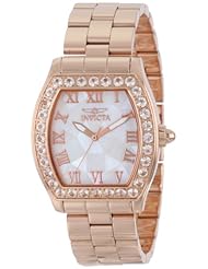 Invicta Womens 14529 Angel White Dial 18K Rose Gold Ion-Plated Stainless Steel Watch