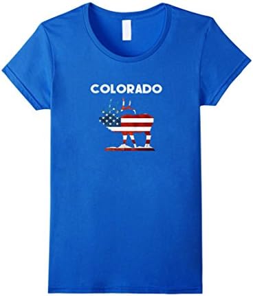 Women's American Bull Elk Shirt Patriotic Elk Hunter Tshirt Colorado XL Royal Blue