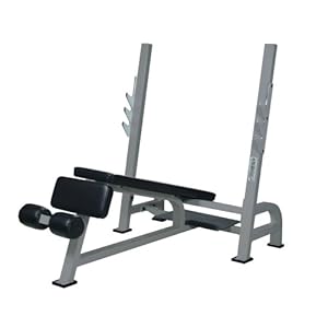 York Barbell STS Olympic Decline Bench with Gun racks - Silver