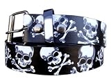 Black SKULL AND CROSSBONES Design Genuine Leather Punk Rock Complete Belt