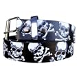 Black SKULL AND CROSSBONES Design Genuine Leather Punk Rock Complete Belt