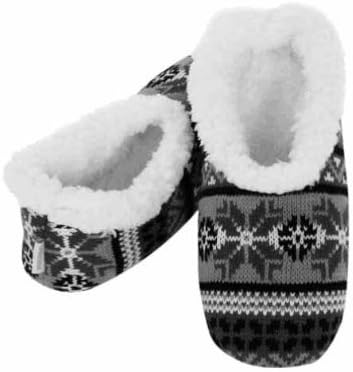 Snoozies Ladies Hot Mocs Fair Isle Slippers Black Small UK 3 - 4