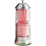 TableCraft Coca-Cola CC322 Glass Straw Jar Dispenser