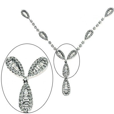 14k White Gold Diamond Necklace - JewelryWeb