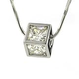 Sterling Silver Bezel Set Princess Cut Cubic Zirconia Pendant