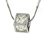 Sterling Silver Bezel Set Princess Cut Cubic Zirconia Pendant