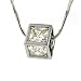 Sterling Silver Bezel Set Princess Cut Cubic Zirconia Pendant