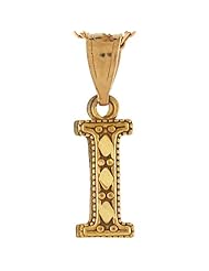 10k Real Yellow Gold 1.91cm Diamond Cut Letter I Cute Charm Pendant