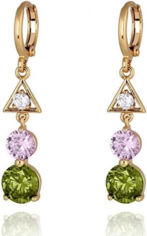 Stars Pavilion New trendy style triangle and rounded figure design with colorful zircons Drop Earrings For Women ER0235