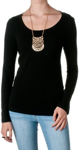 Tresics Juniors Cotton Blend Long Sleeve Scoop Neck Shirt, Black, Size Small