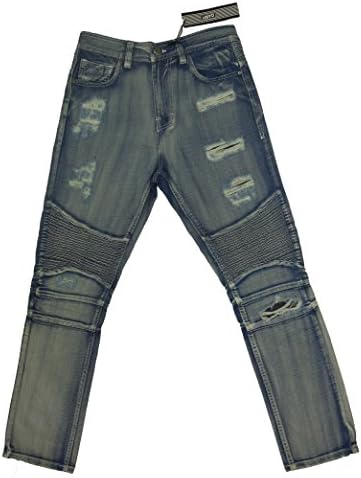 Men's Denim Biker Jeans for BACK TO SCHOOL New and Stylish Patterns (36, ICE BLUE)