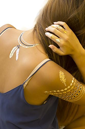 Tattoo Gold Silver Black Metallic Temporary Tropical Jewelry Tattoo (1 Sheet).